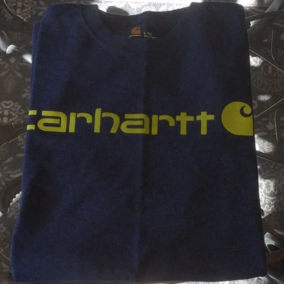 Carhartt Blue Tee with Yellow Logo - Picture 2 of 4
